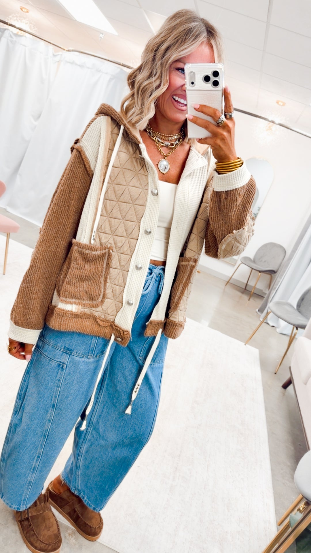 The Ashbury Layered Hoodie Jacket-Oat/Chocolate