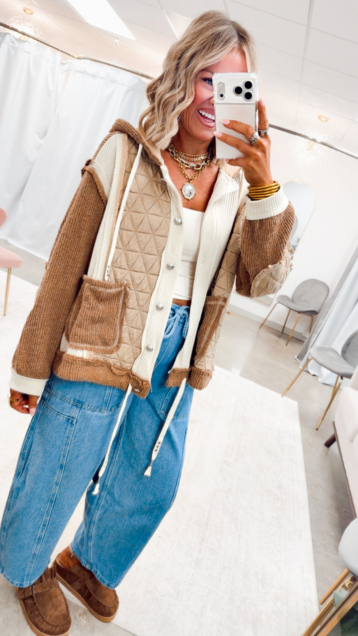 The Ashbury Layered Hoodie Jacket-Oat/Chocolate