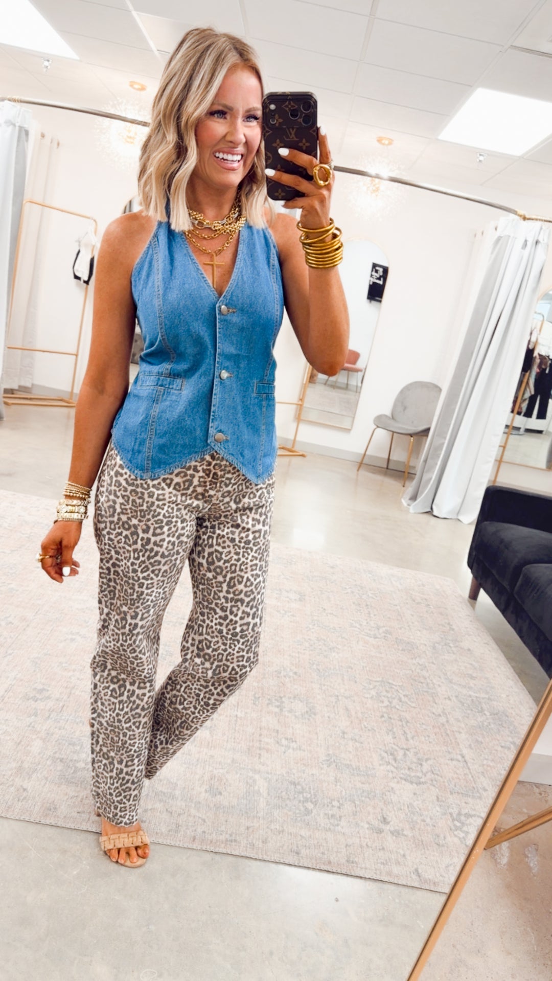 The Axis Tie Denim Vest-Medium