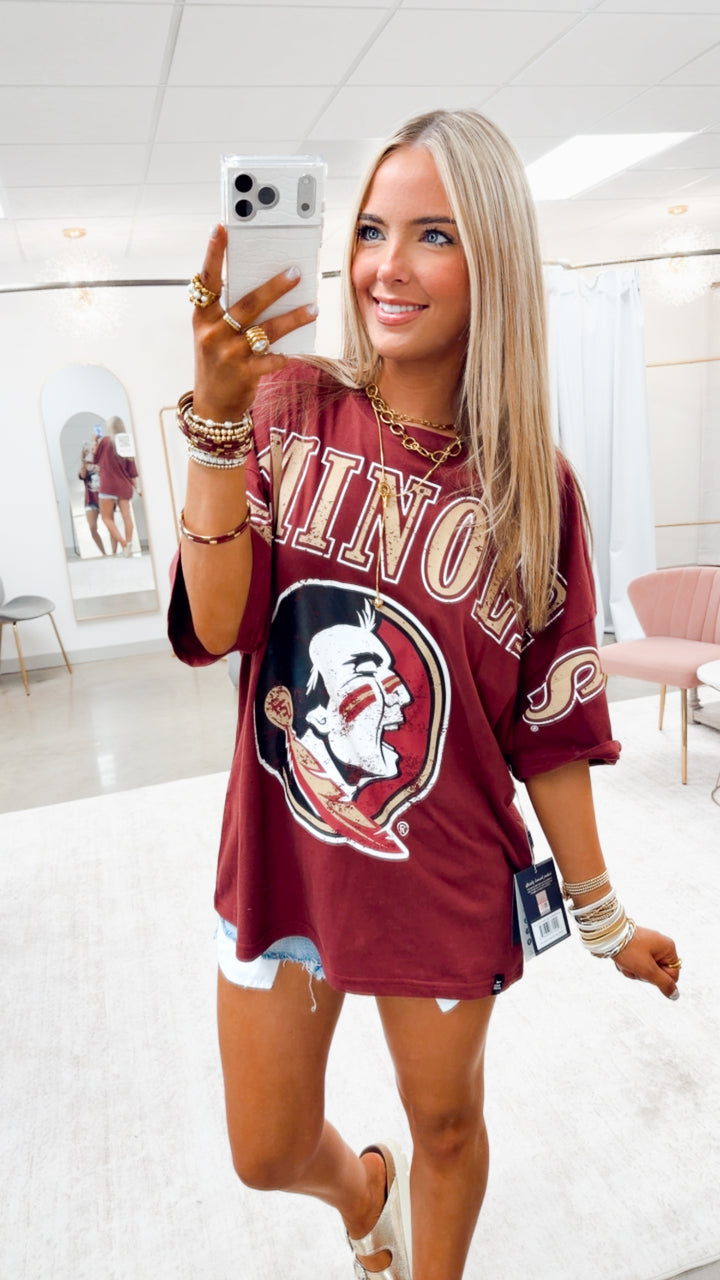 FSU Oversized Tee-Maroon