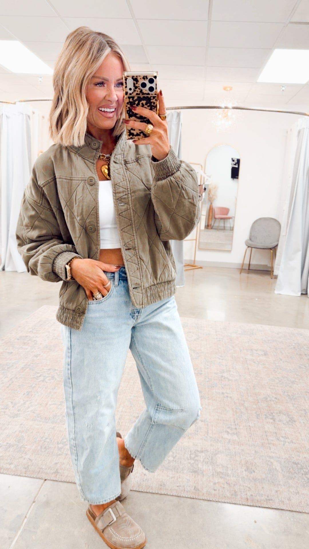 The Magnolia Quilted Jacket-Olive