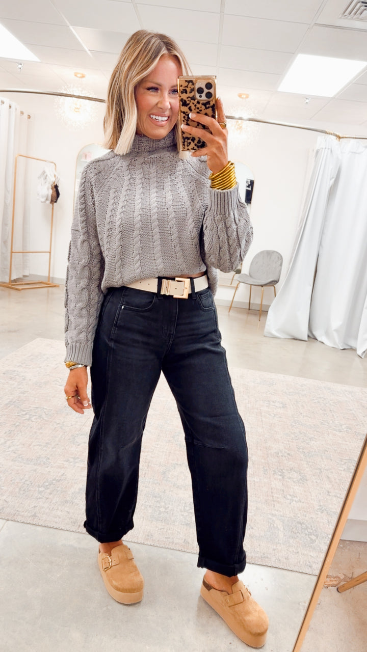 Lush Turtleneck Sweater-Grey