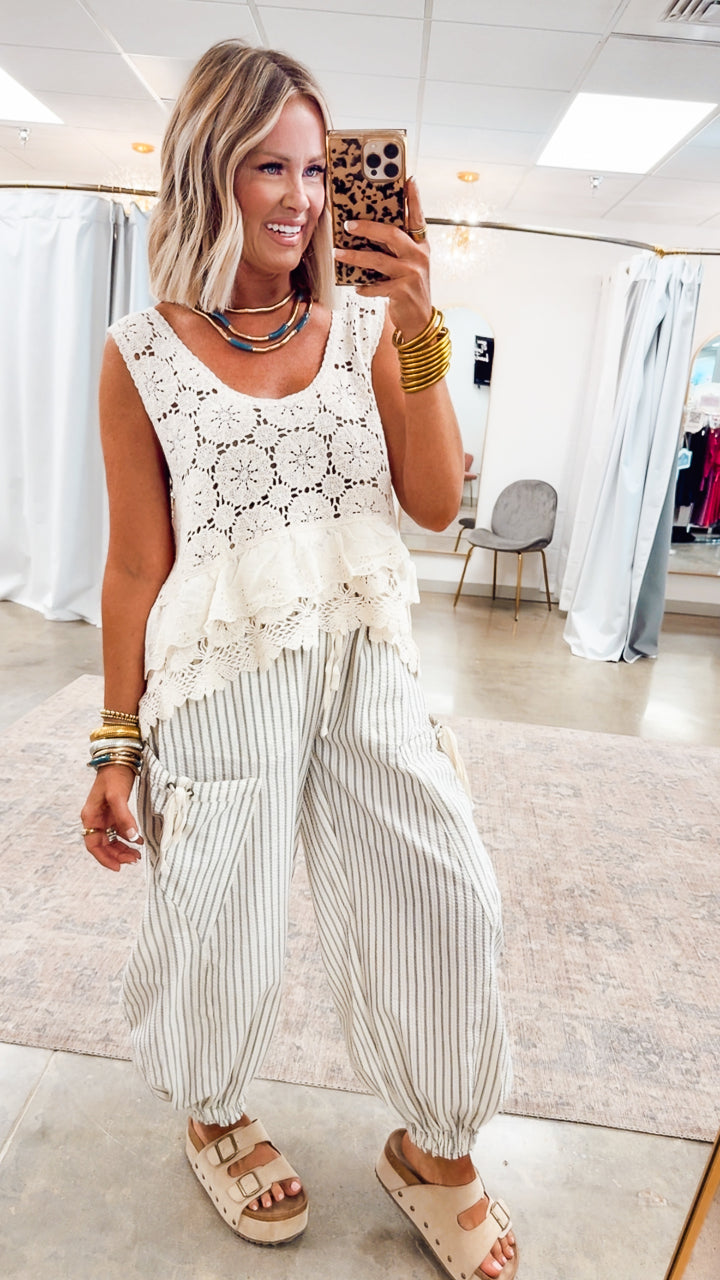 Mystic Crochet Tank Top-Natural