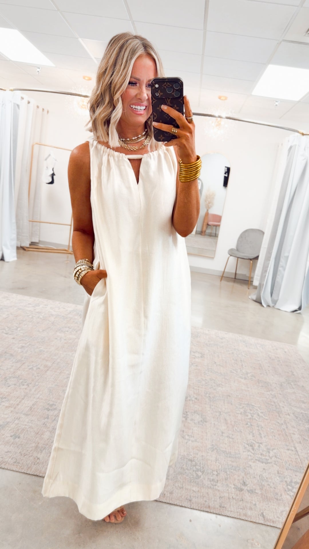 Halter Tie Back Dress-Ivory