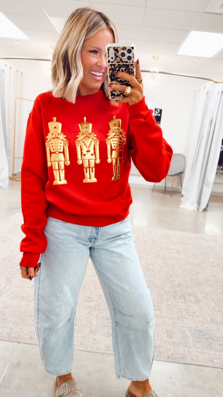 Nutcracker Metallic Puff Graphic Sweatshirt