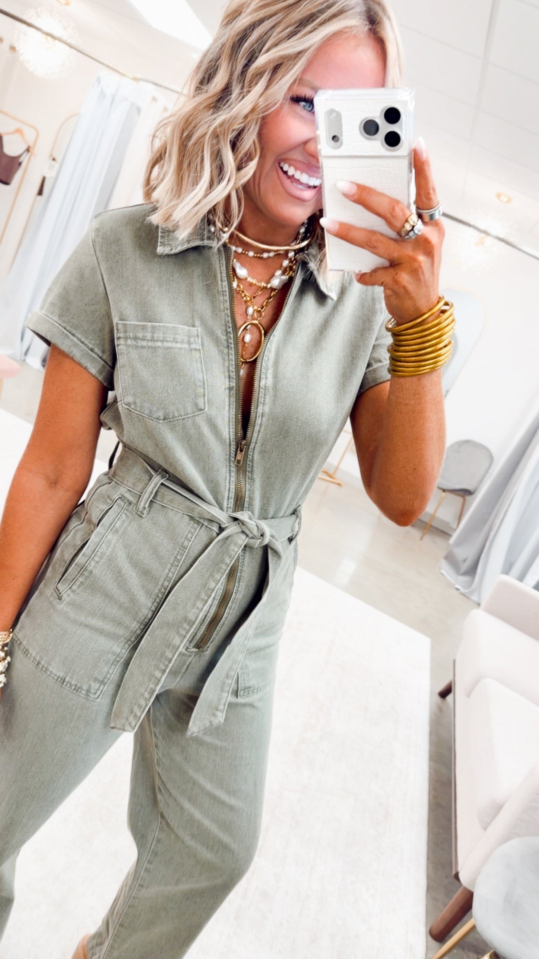The Maverick Denim Jumpsuit-Olive