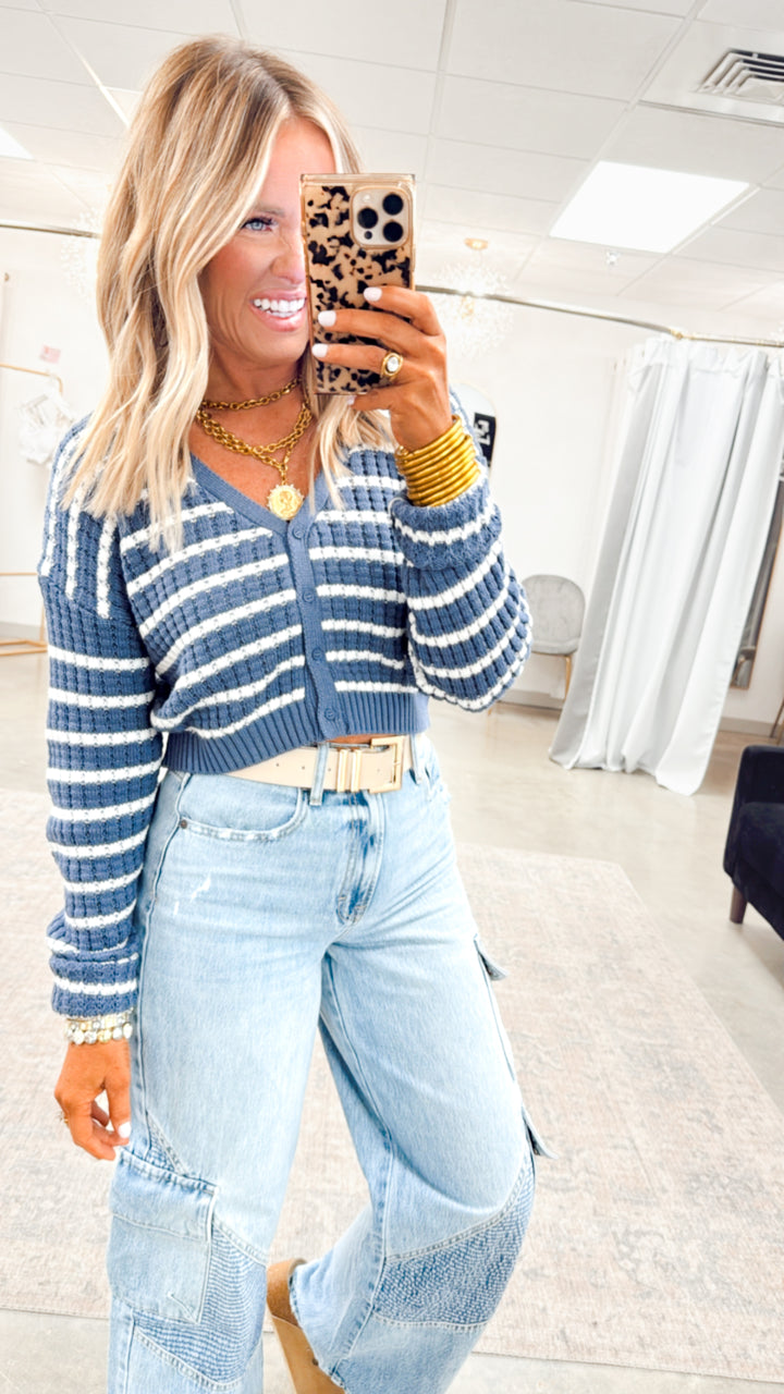 Harbor Striped Cardigan Top