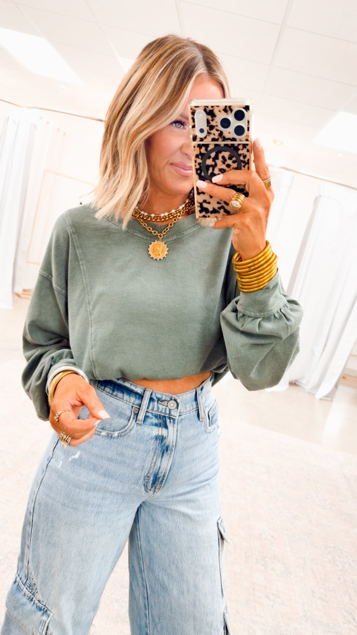 Claire Long Sleeve Top-Regency Green