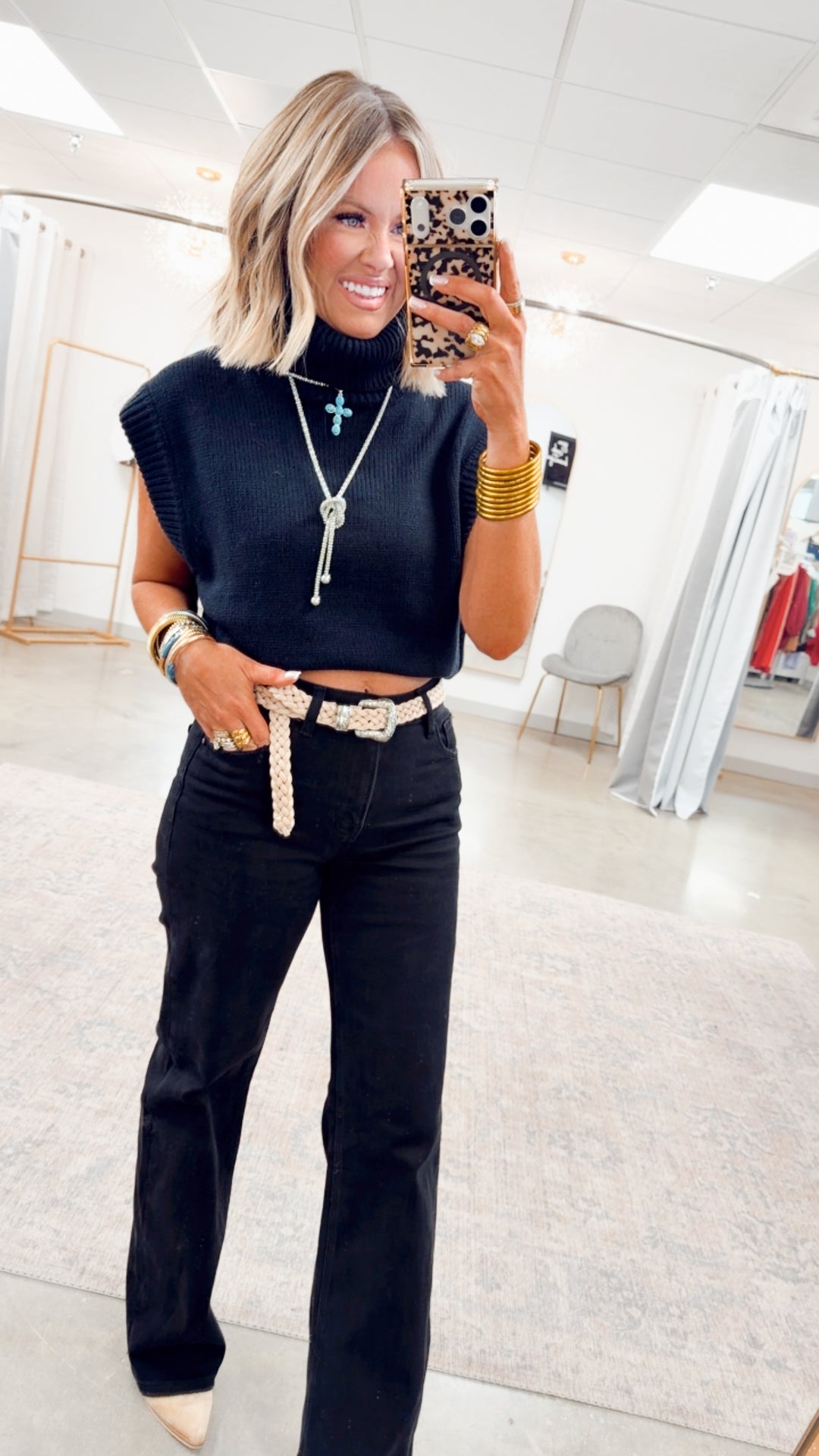 Classic High Rise Wide Leg Jeans-Black