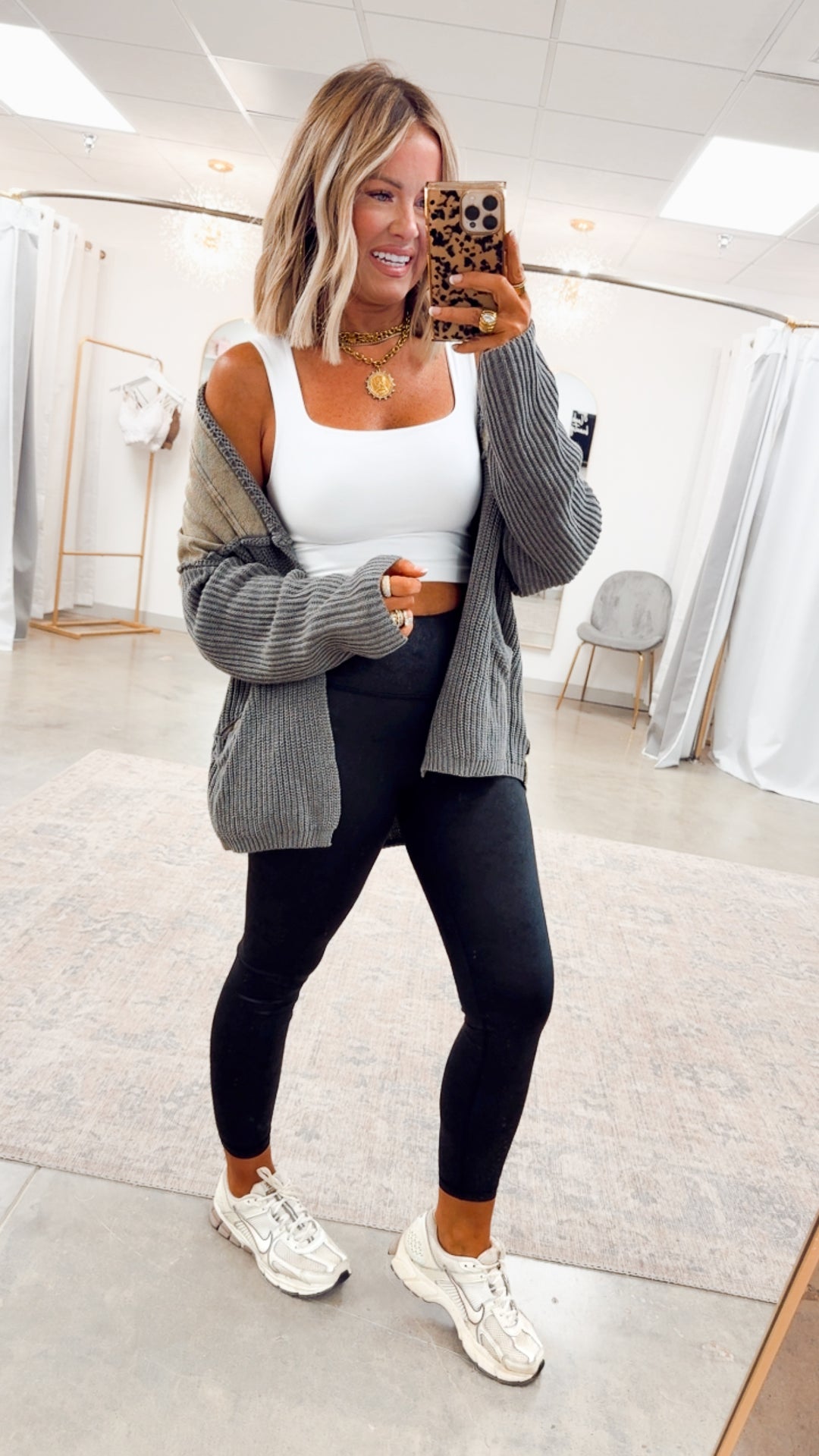 Mila Washed Terry Cardigan-Washed Grey