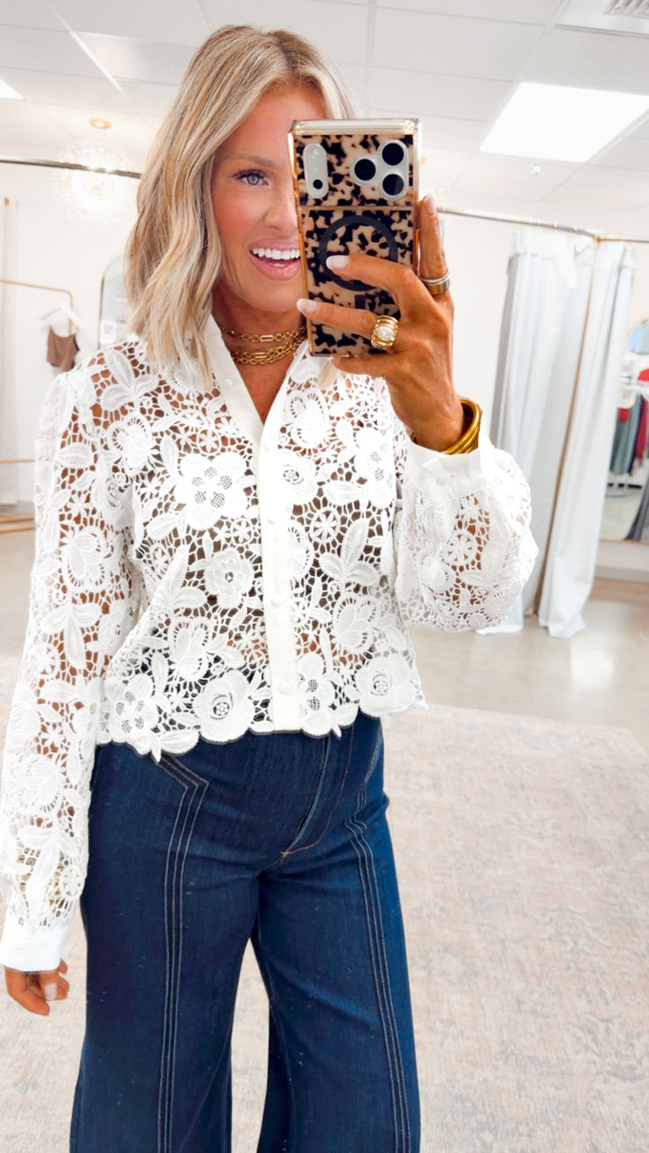 Simone Lace Button Up Top
