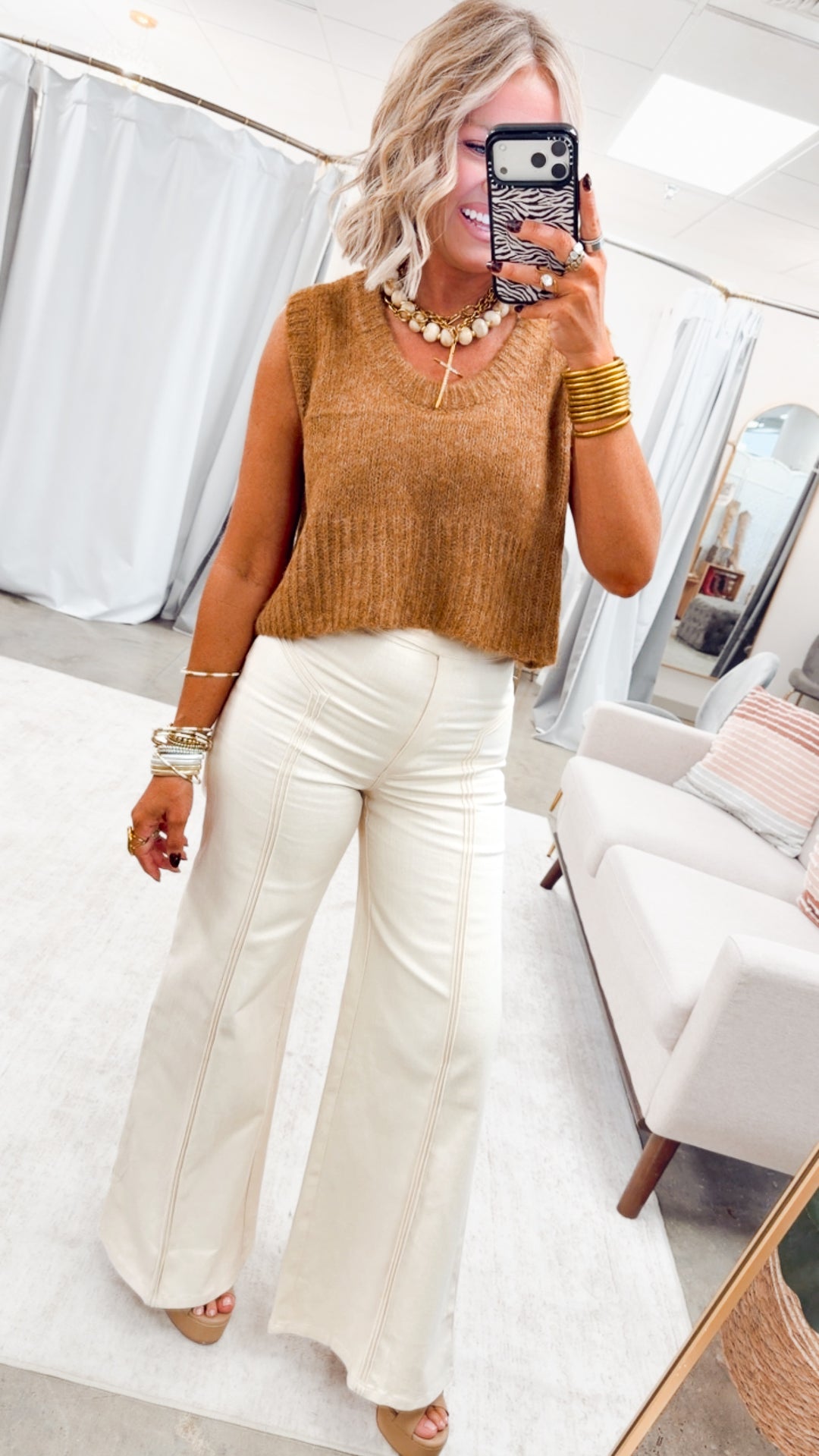 Katherine High Waisted Wide Leg Jean-Ecru