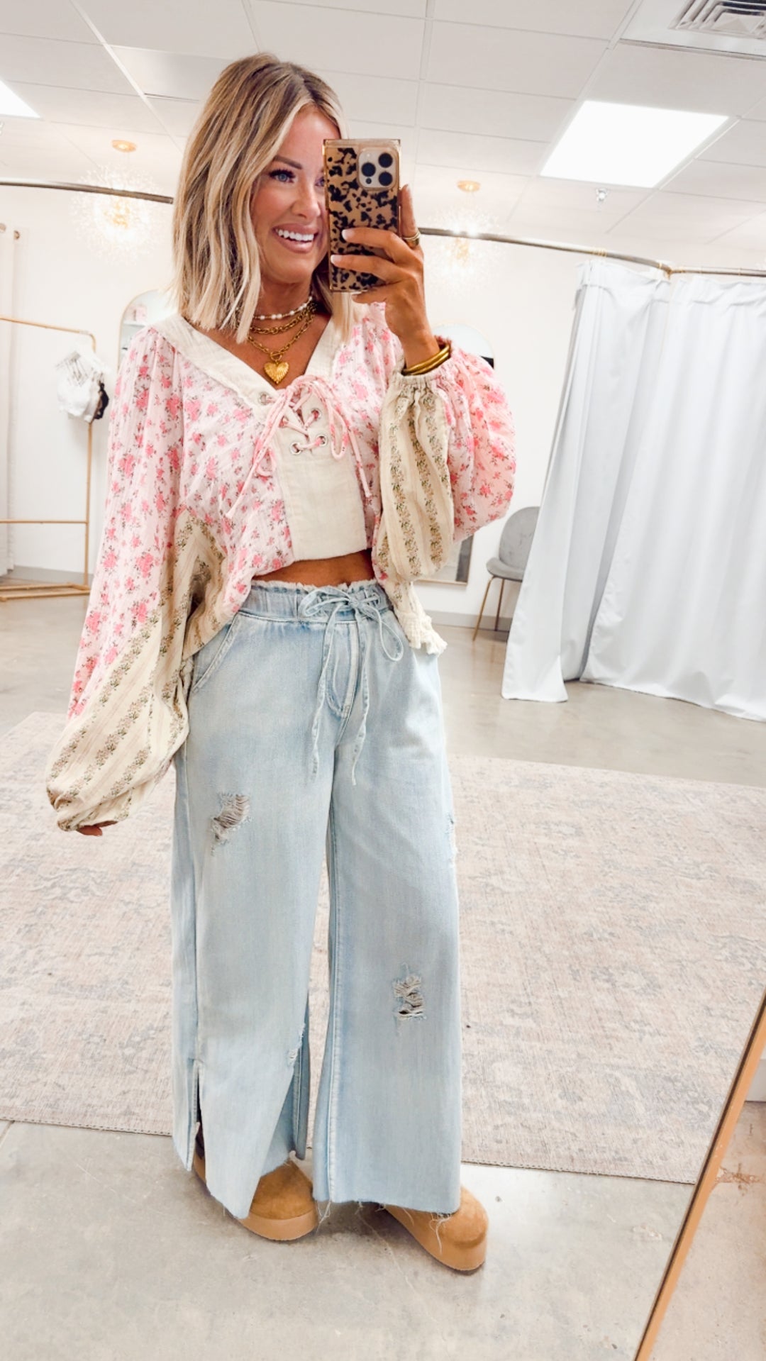 Gizelle Balloon Sleeve Blouse-Pink