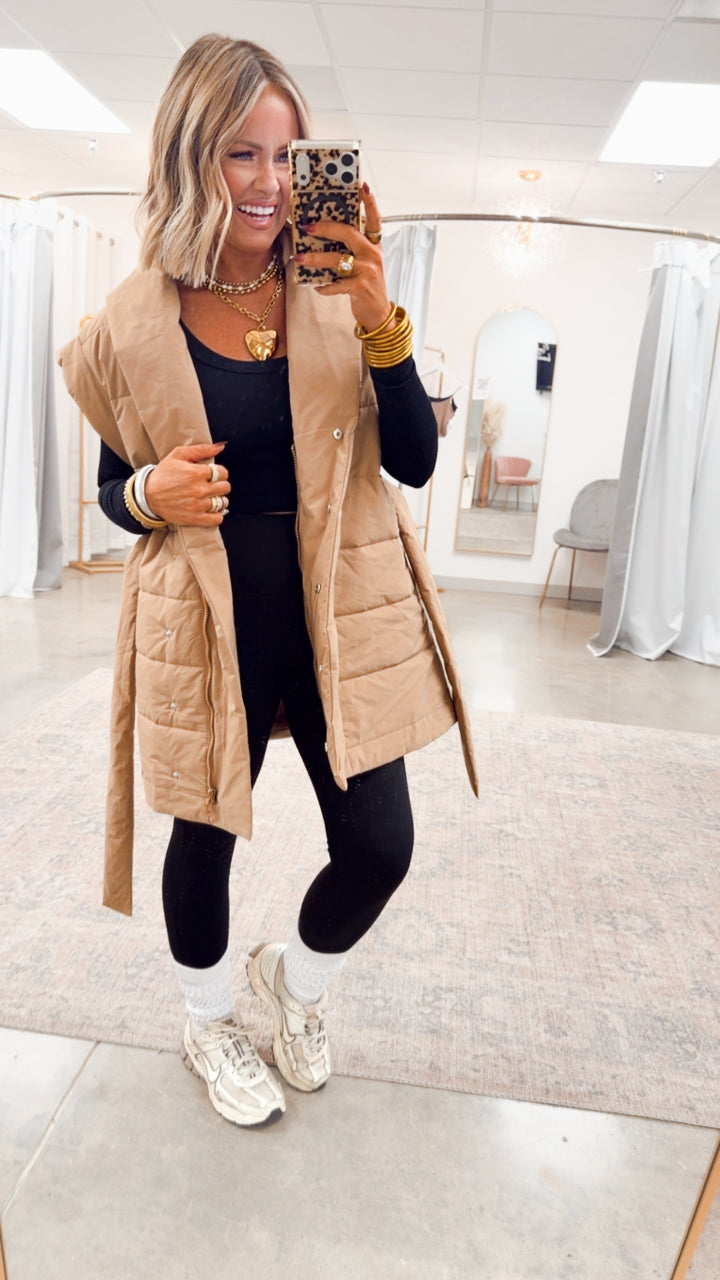 The Vivienne Shawl Vest-Taupe