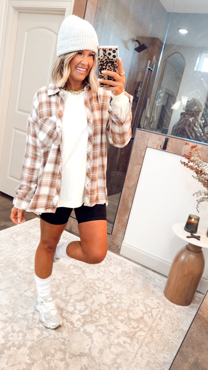 Mocha Flannel Top