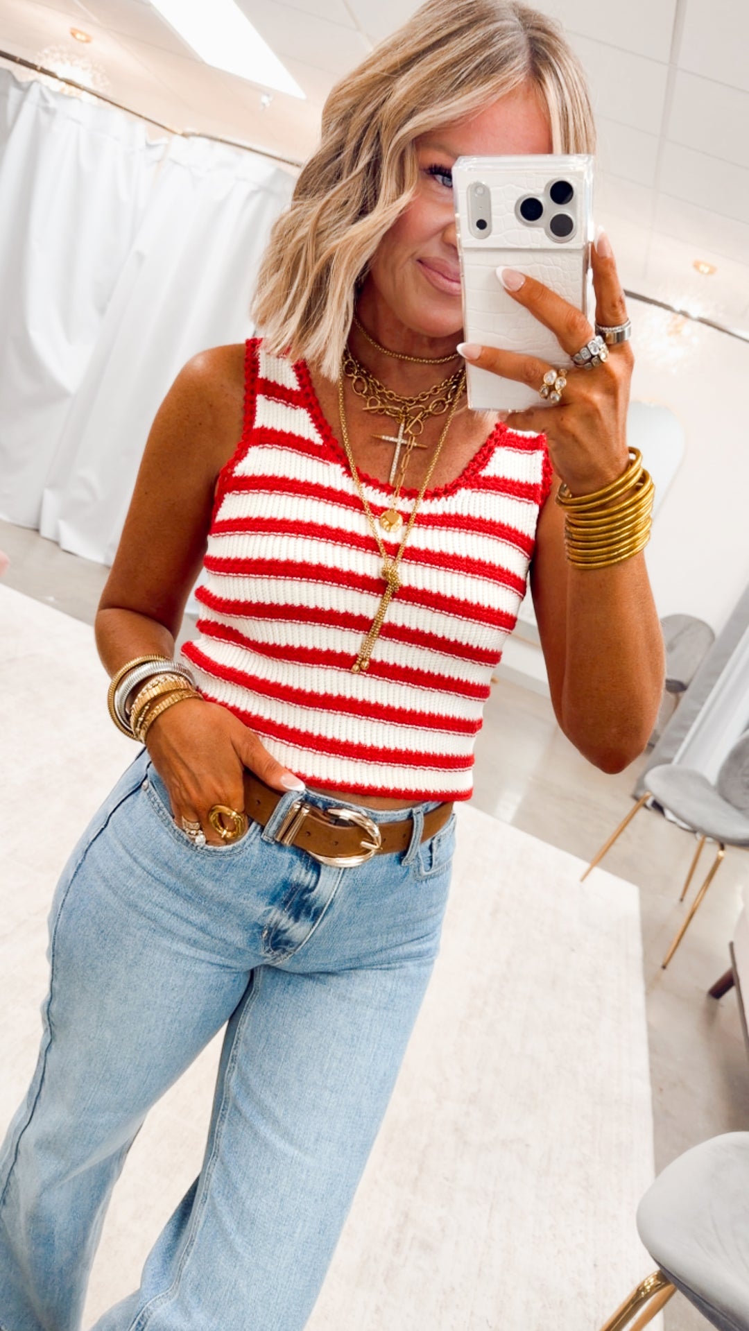 Sweet Stripe Crochet Tank