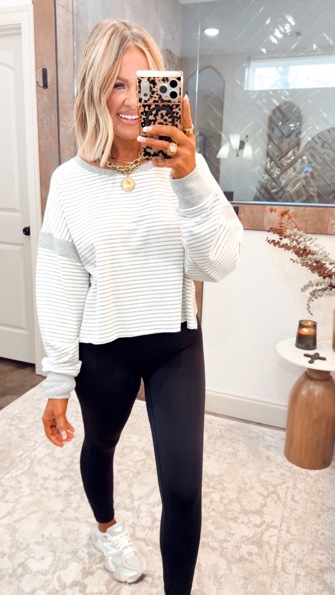 Striped Cutout Back Sweatshirt