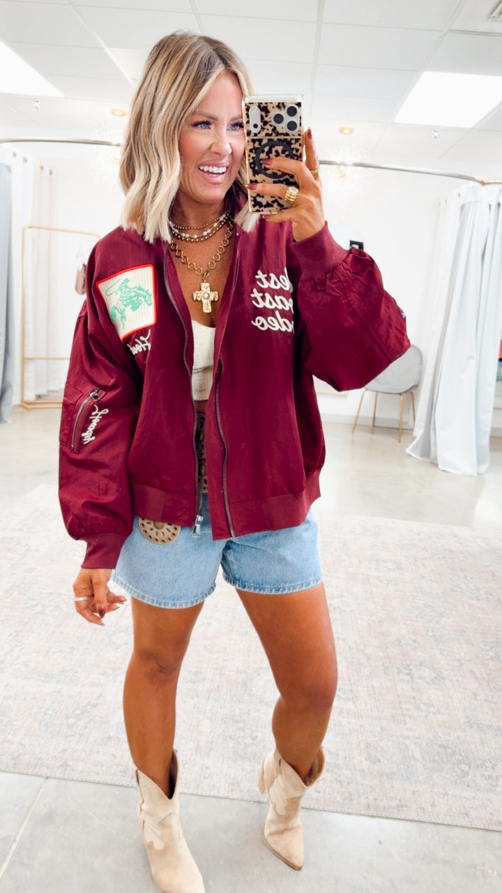 West League Bomber Jacket-Burgundy