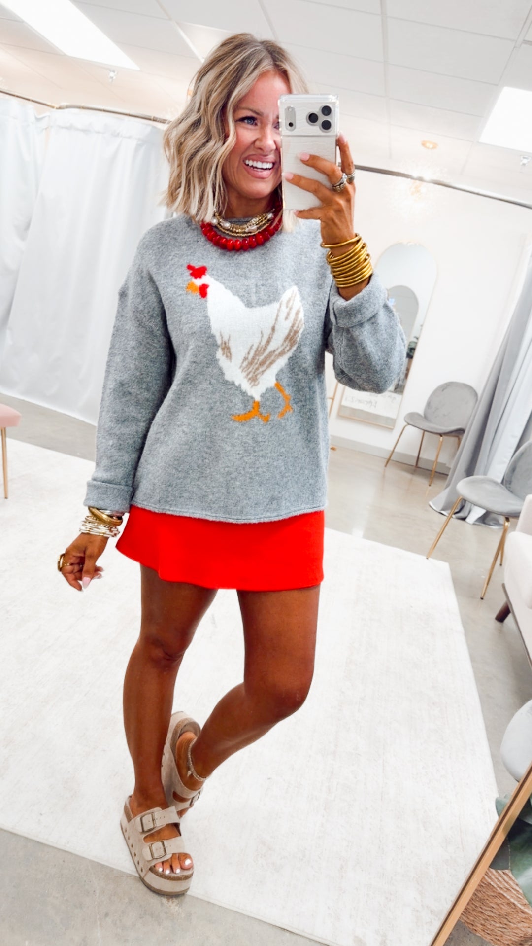 The Hen House Darling Sweater-Grey