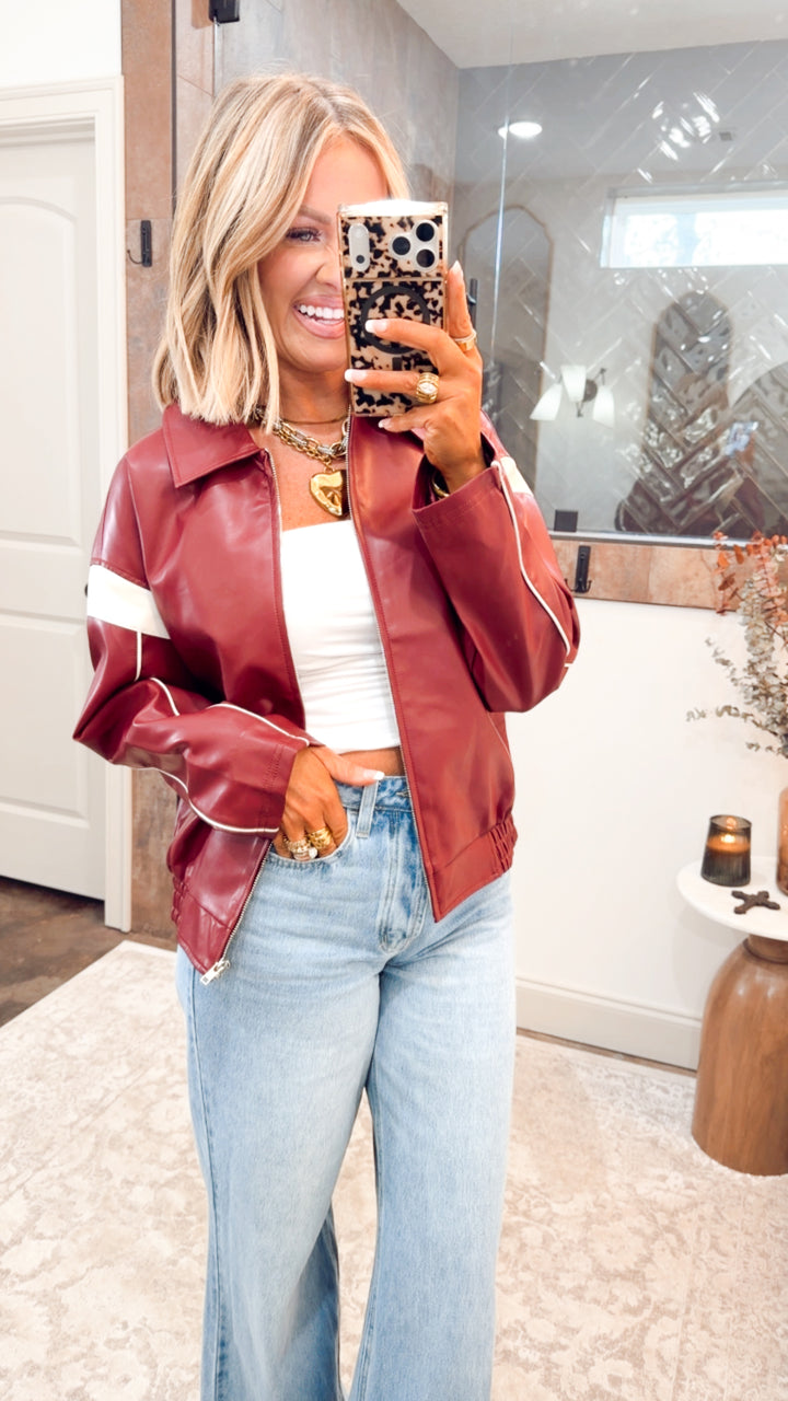 Camila Faux Leather Racer Jacket