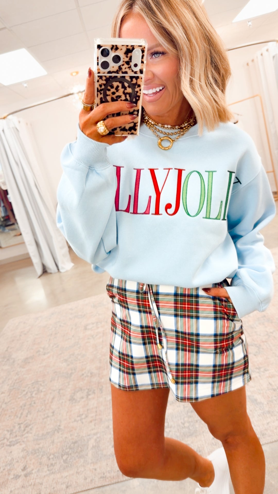 Christmas Plaid Skort-White