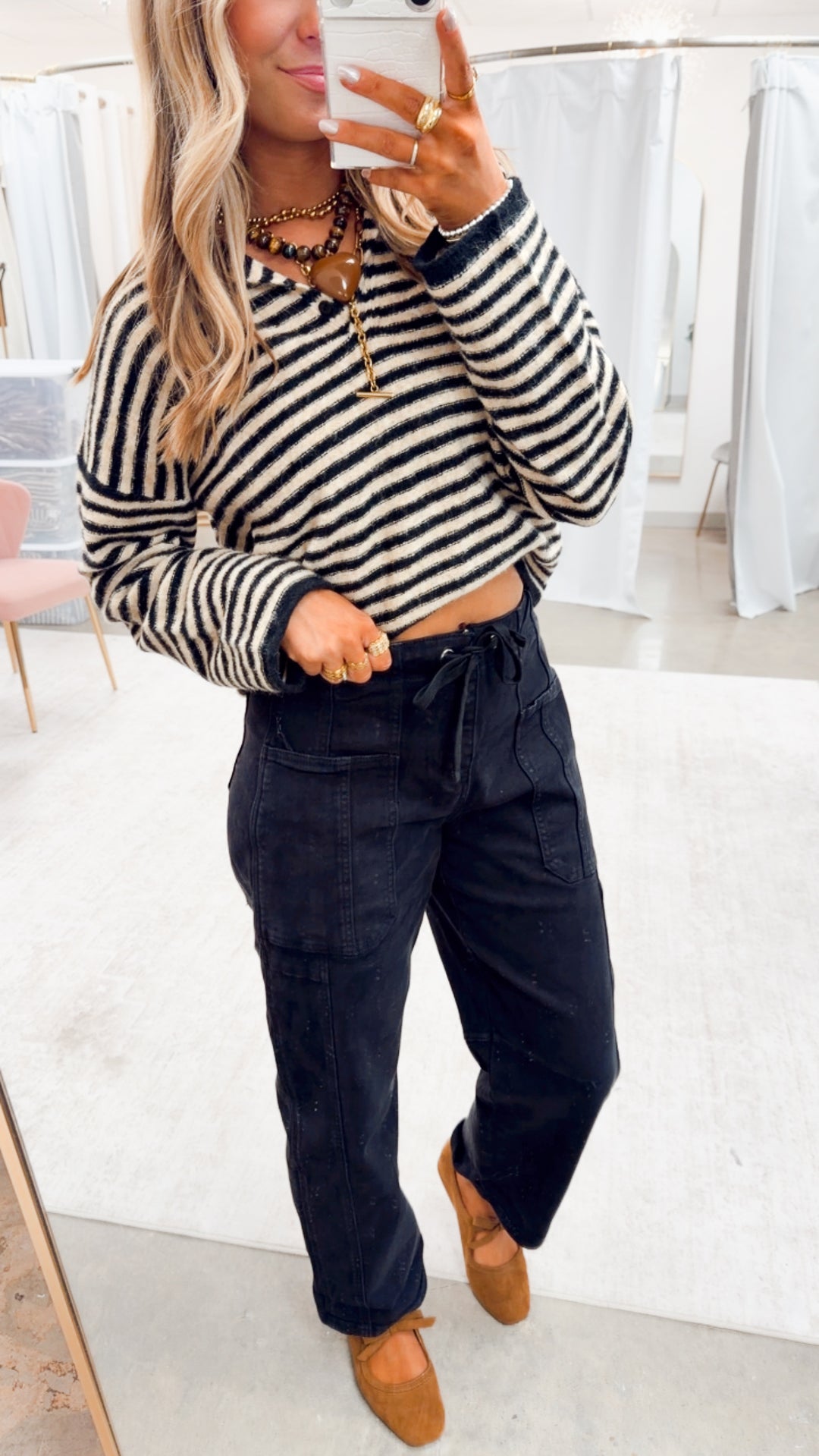 The Stripe Theory Top-Black/Mocha