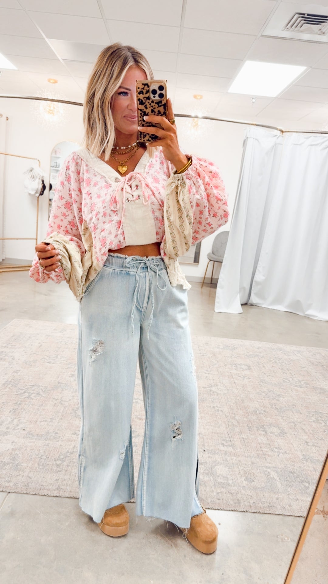 Gizelle Balloon Sleeve Blouse-Pink