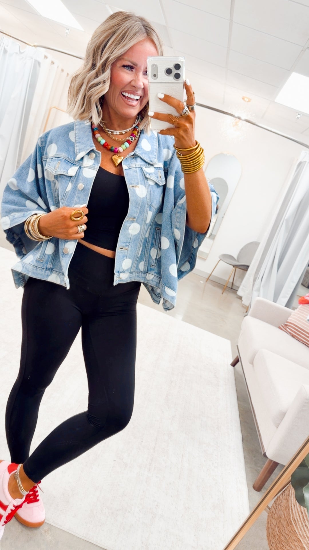 The Dottie Denim Cape Jacket