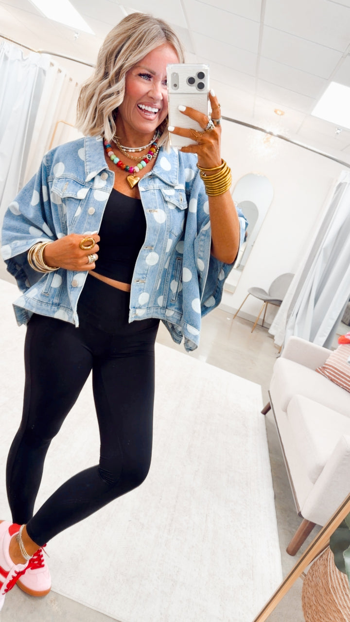 The Dottie Denim Cape Jacket