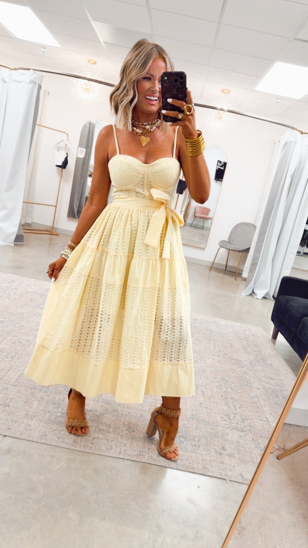 The Sunshine Lace Midi-Lemon Yellow