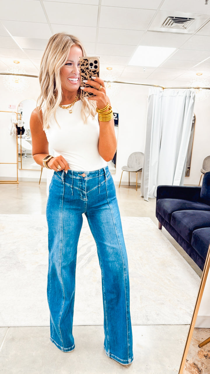 Lucy High Rise Wide Leg Jean-Dark