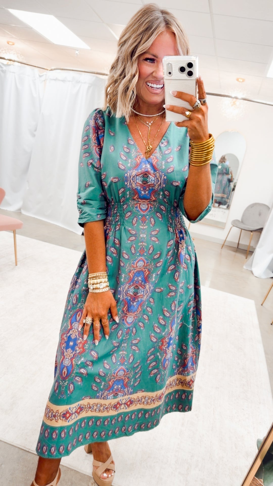 The Emerald Allure Midi Dress