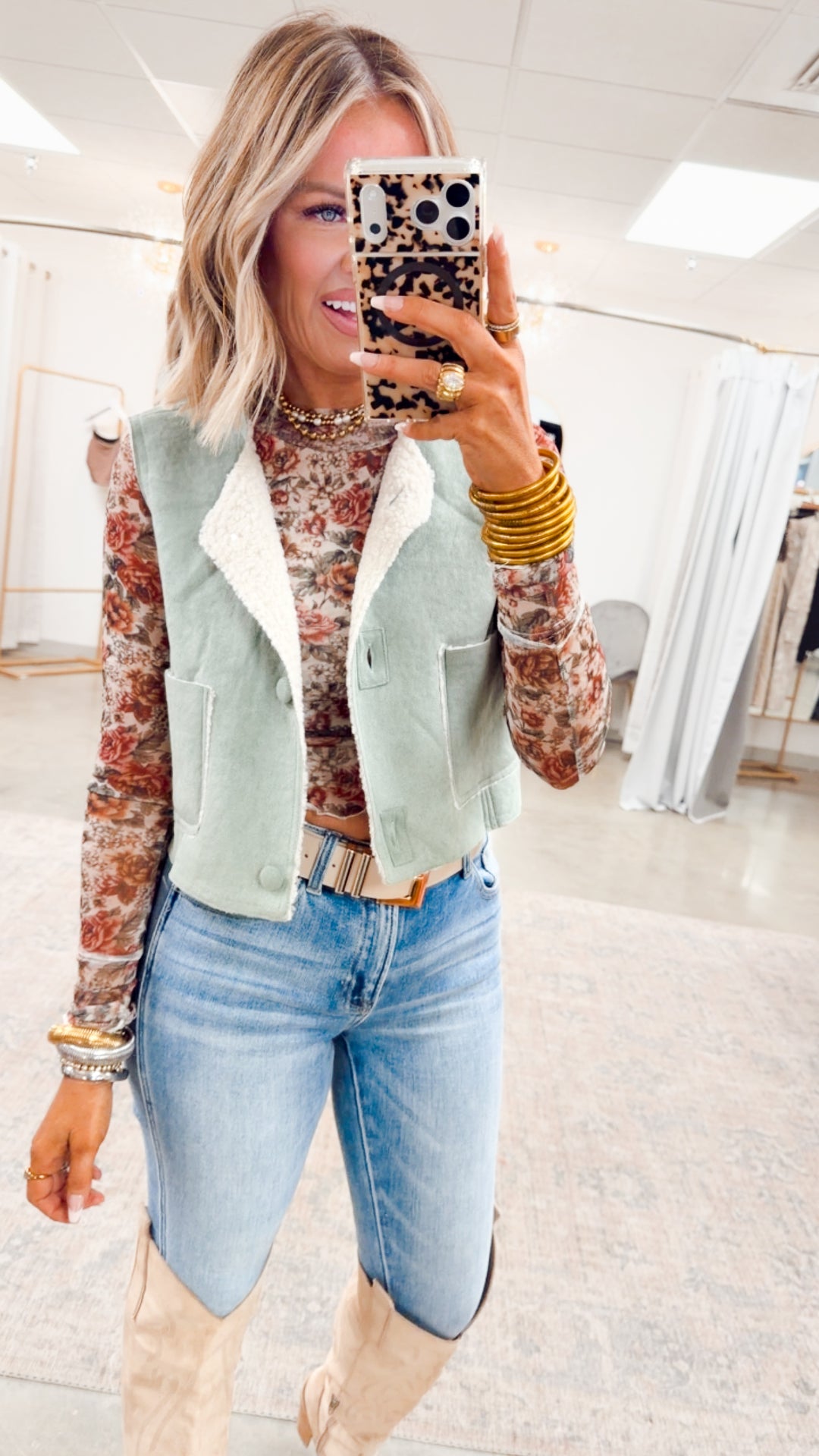 Dreamy Plush Vest-Sage