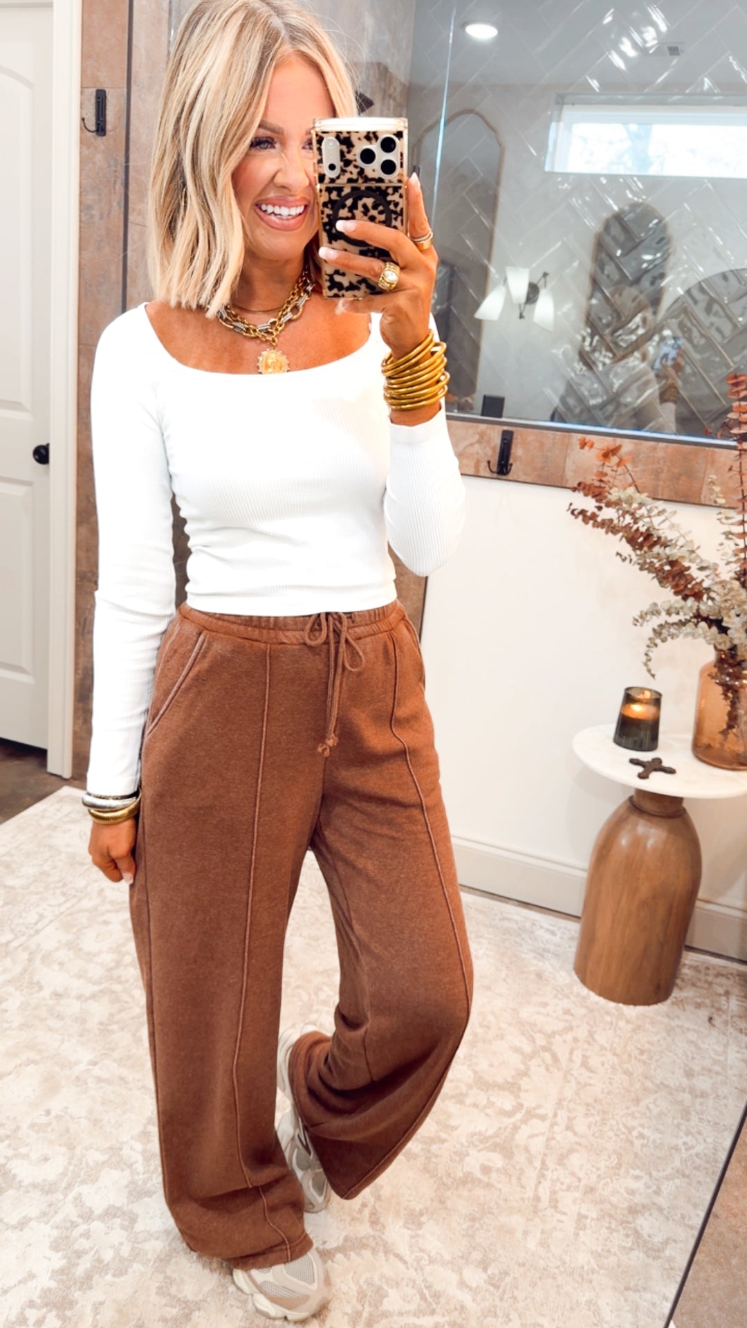 White Ribbed Long Sleeve Square Neck Top