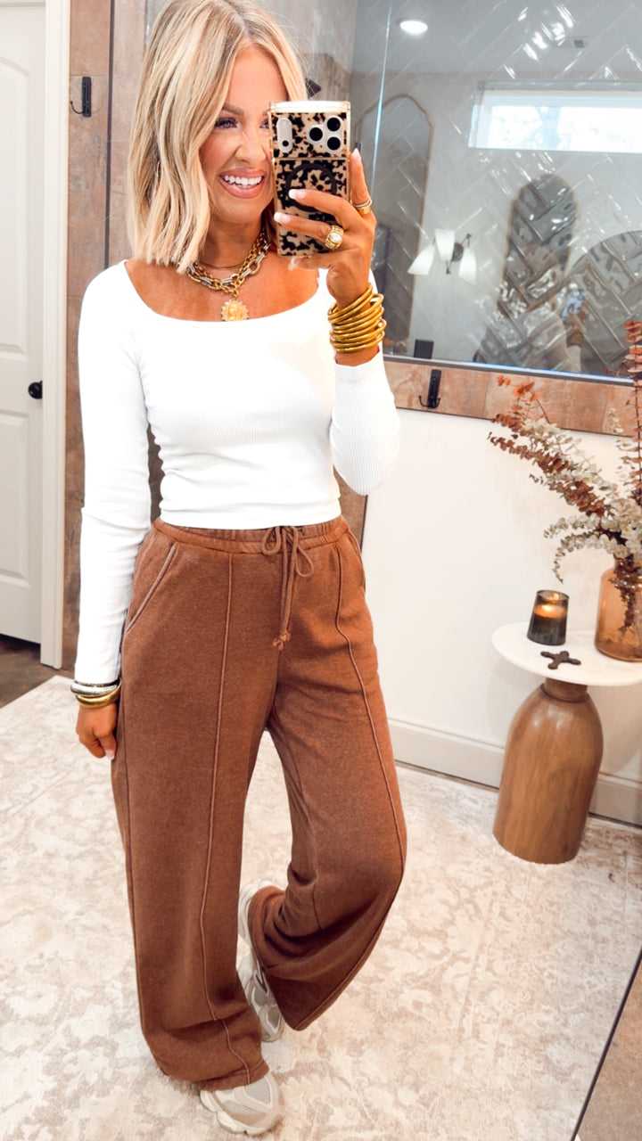 White Ribbed Long Sleeve Square Neck Top