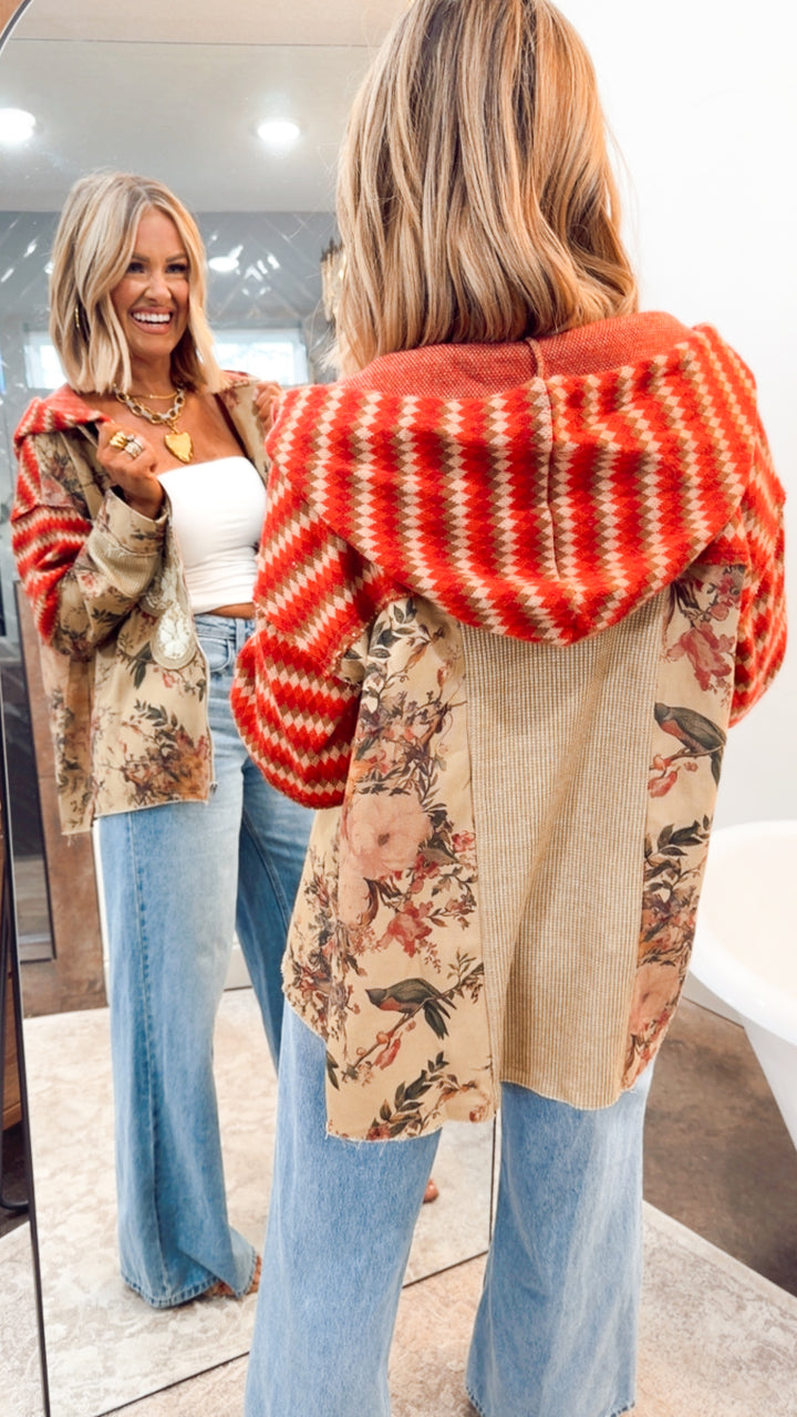 Floral Patchwork Hooded Jacket