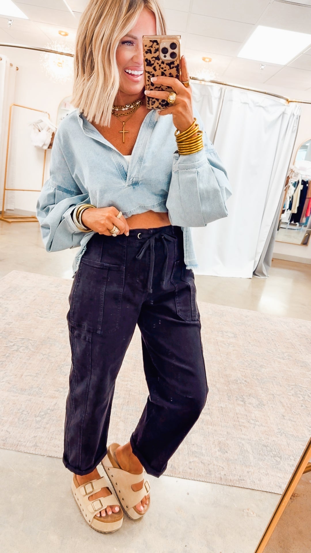 Avery Mineral Wash Denim Top