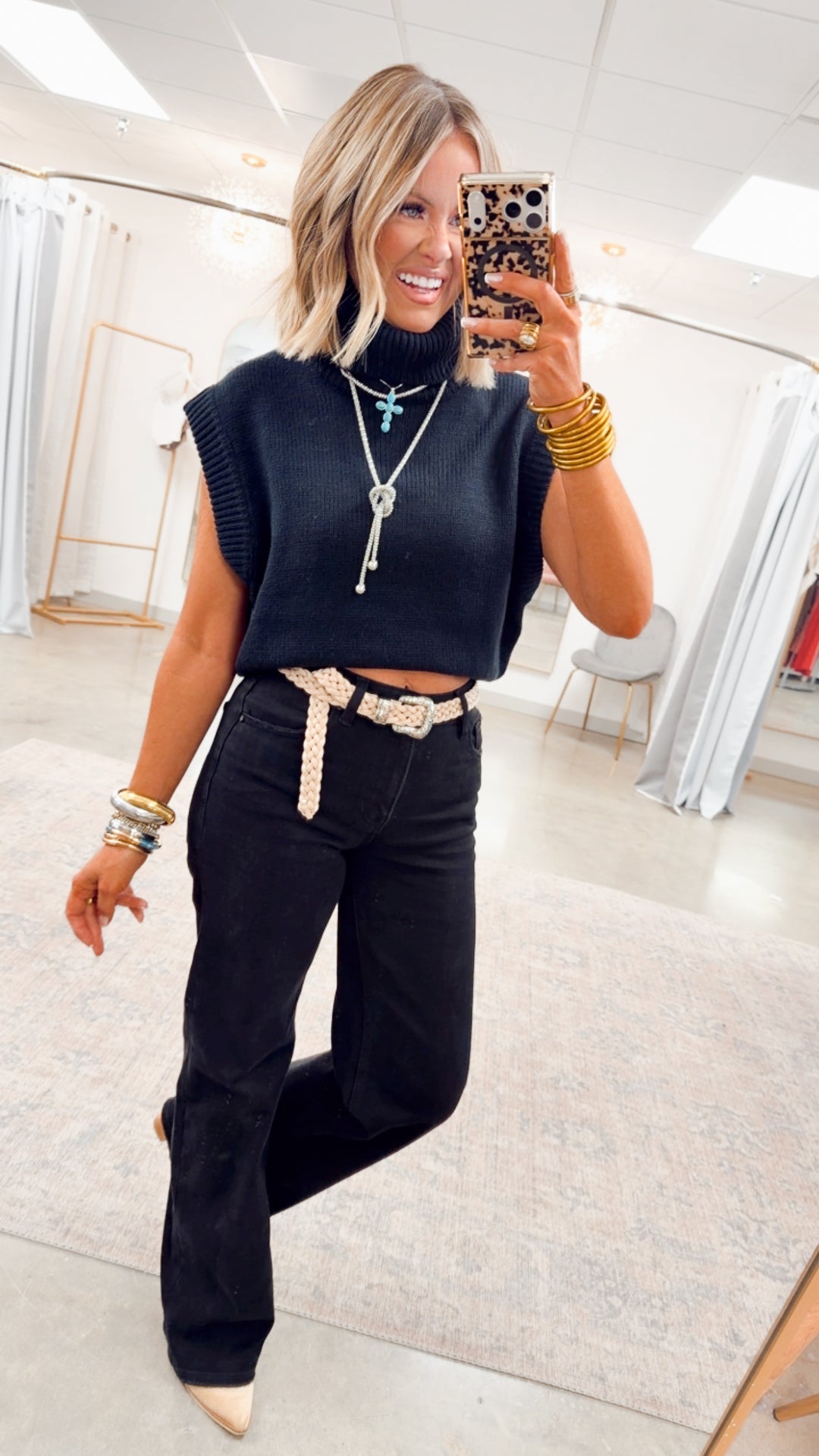 Classic High Rise Wide Leg Jeans-Black