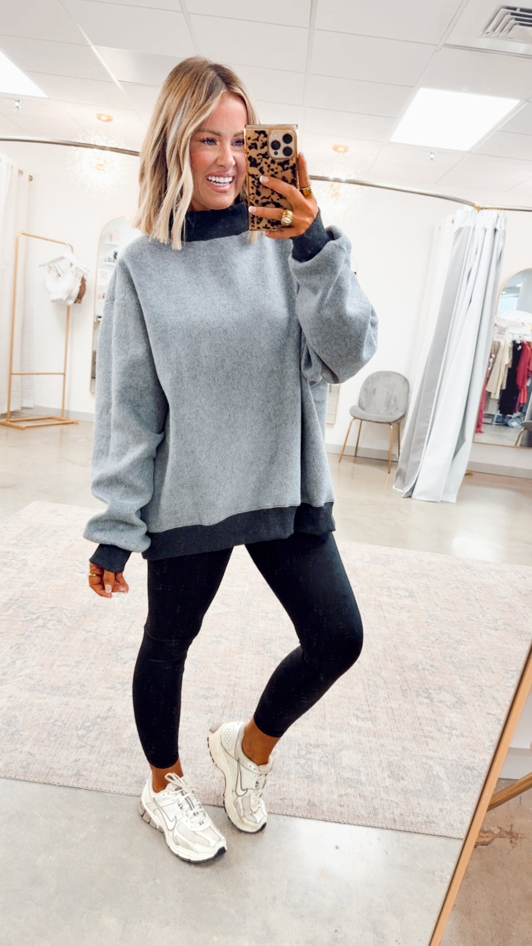 Charcoal Reversible Mock Neck Sweatshirt