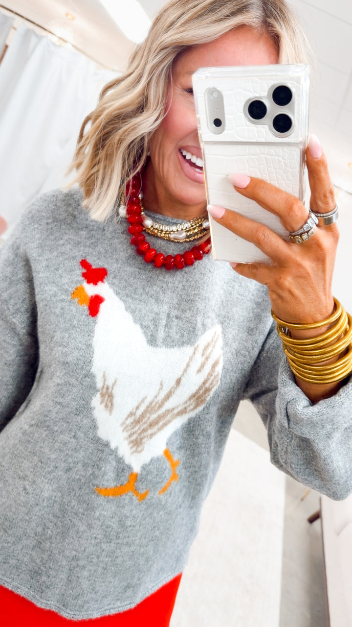 The Hen House Darling Sweater-Grey