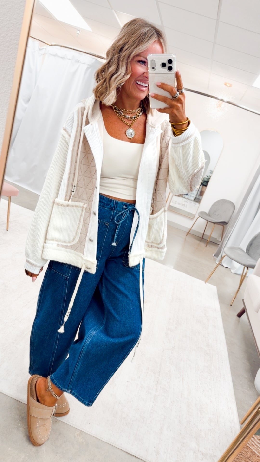 The Ashbury Layered Hoodie Jacket-Cream/Beige