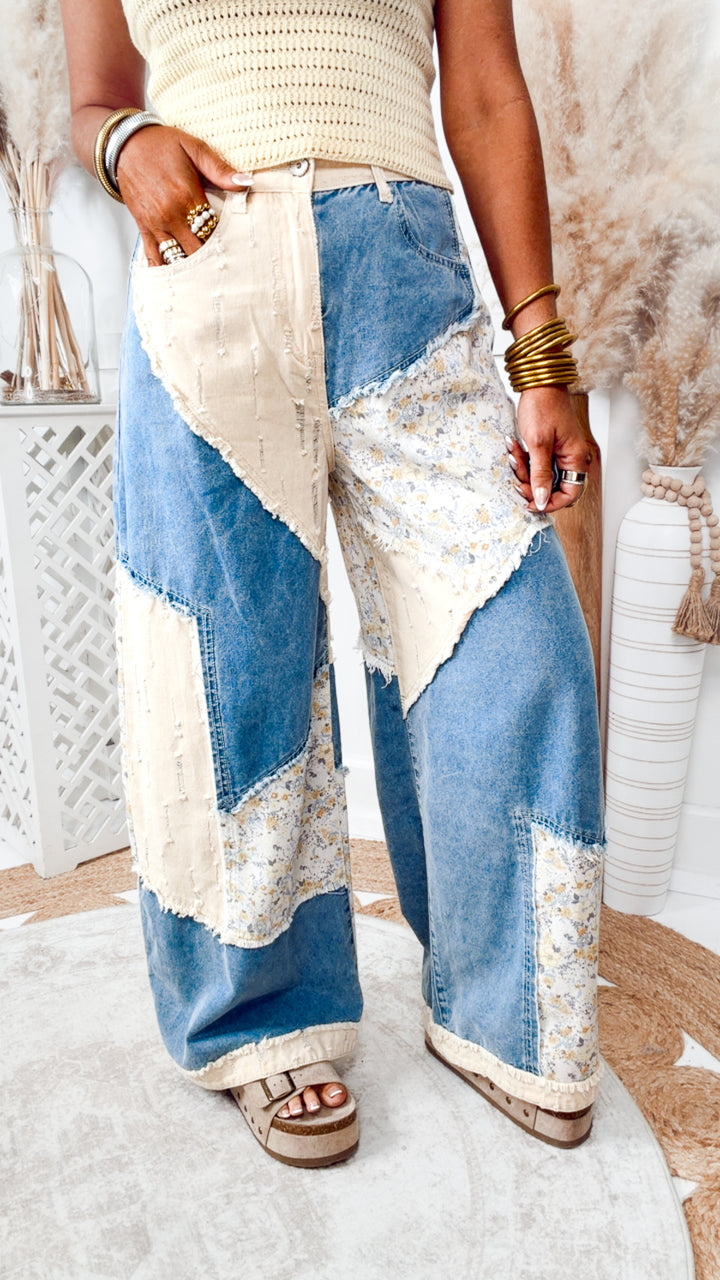 The Bohemian Patchwork Pants-Denim