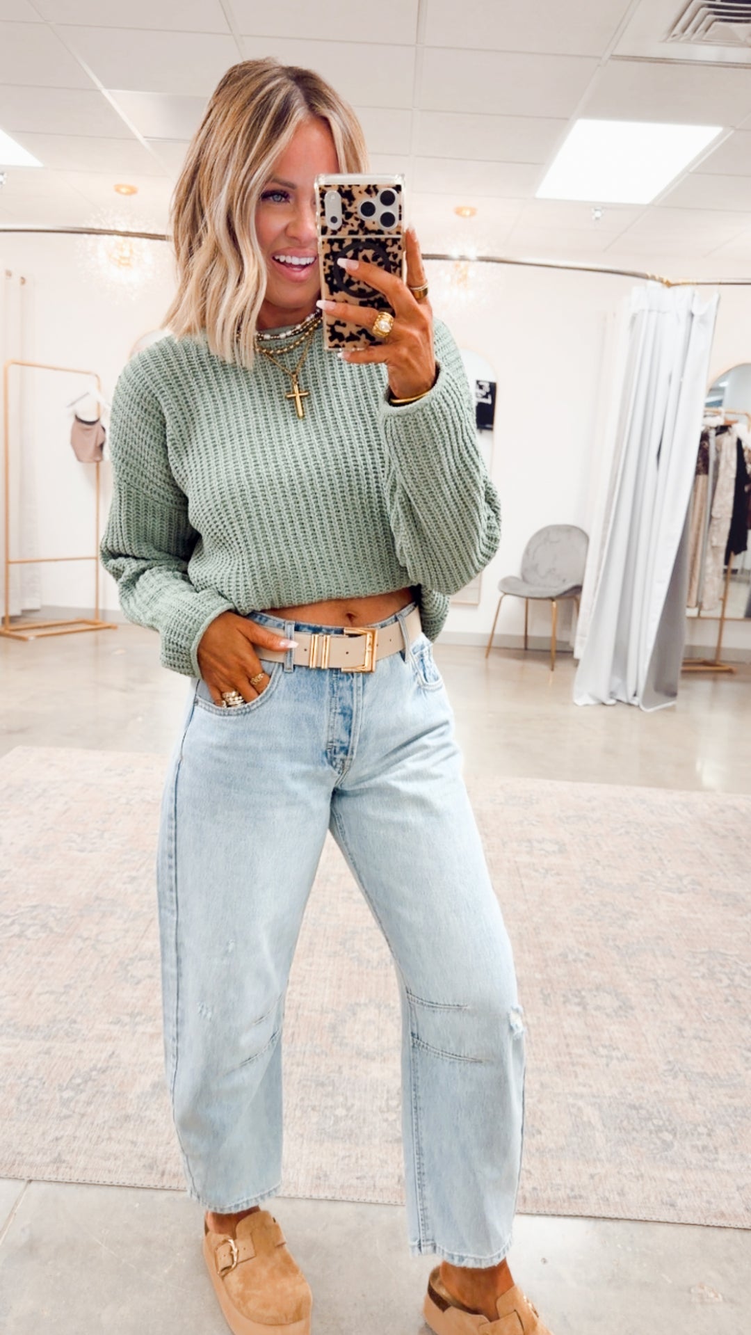 Bella Rolled Edge Sweater-Sage