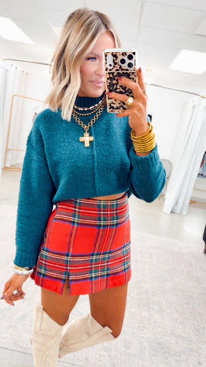 Merry Plaid Skort-Red