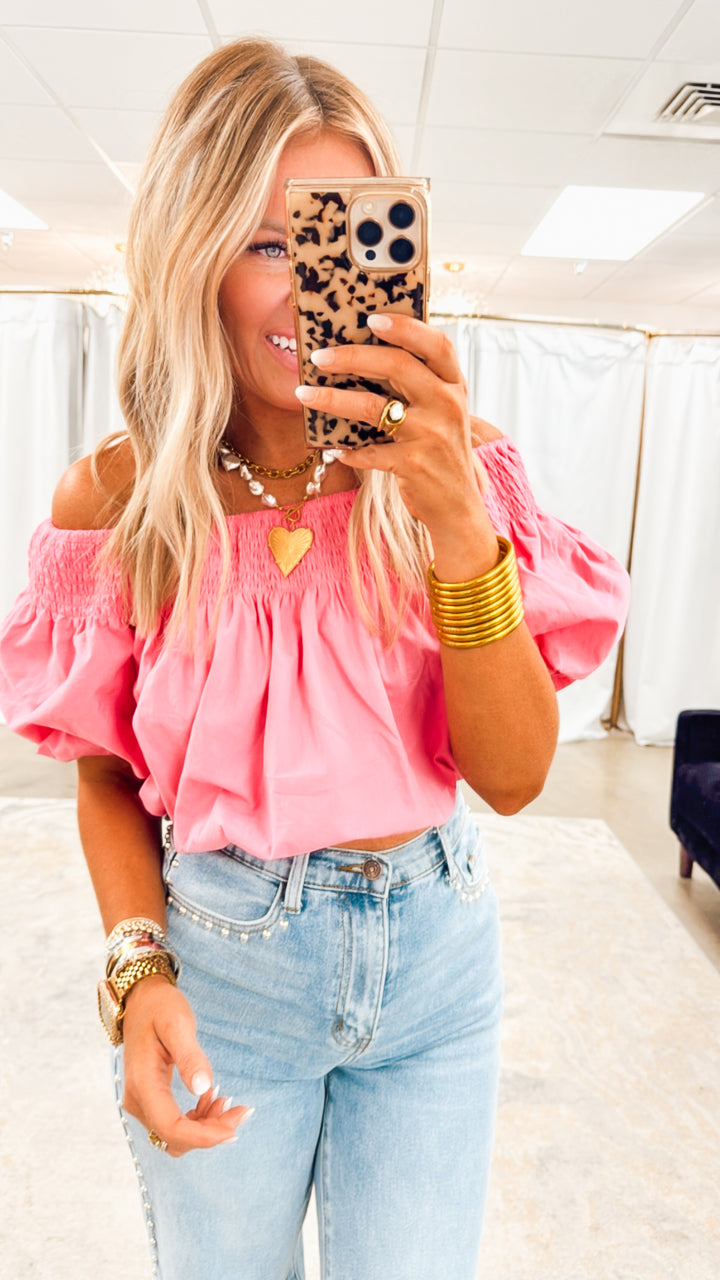 Catalina Off-the-shoulder Blouse-Punch