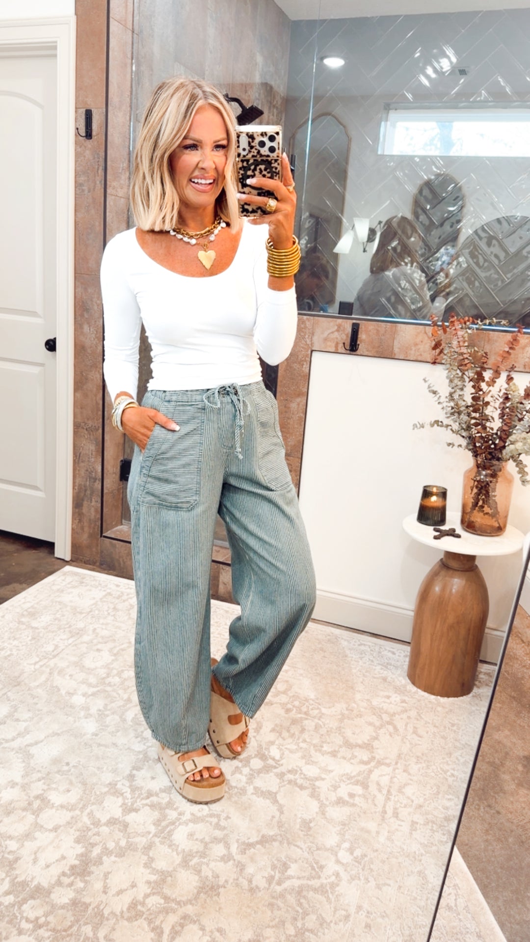 Basic Long Sleeve Scoop Neck Top-White