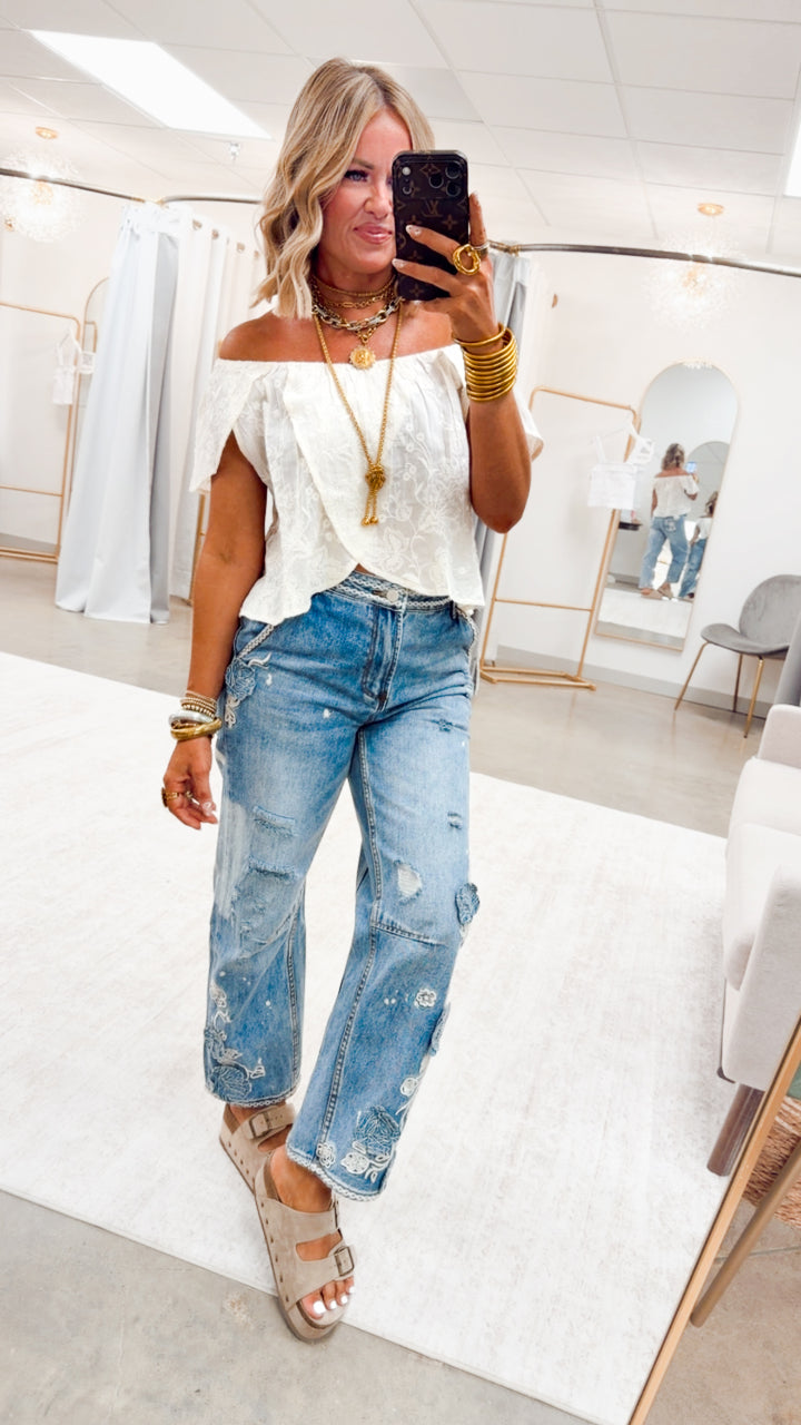 The Sable Embroidered Top-Natural