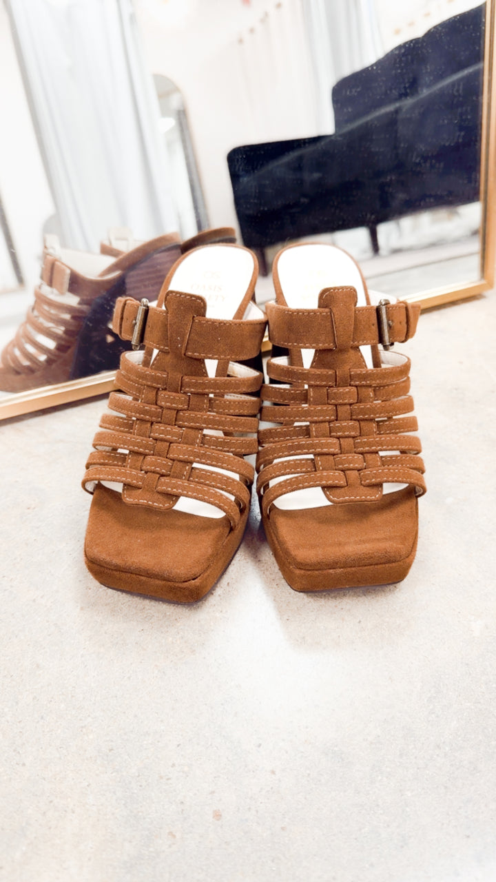 Rome Basket Weave Platform Sandal-Brown