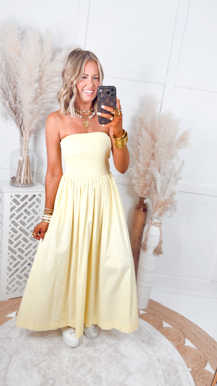 The Tidal Breeze Midi Dress-Pale Yellow