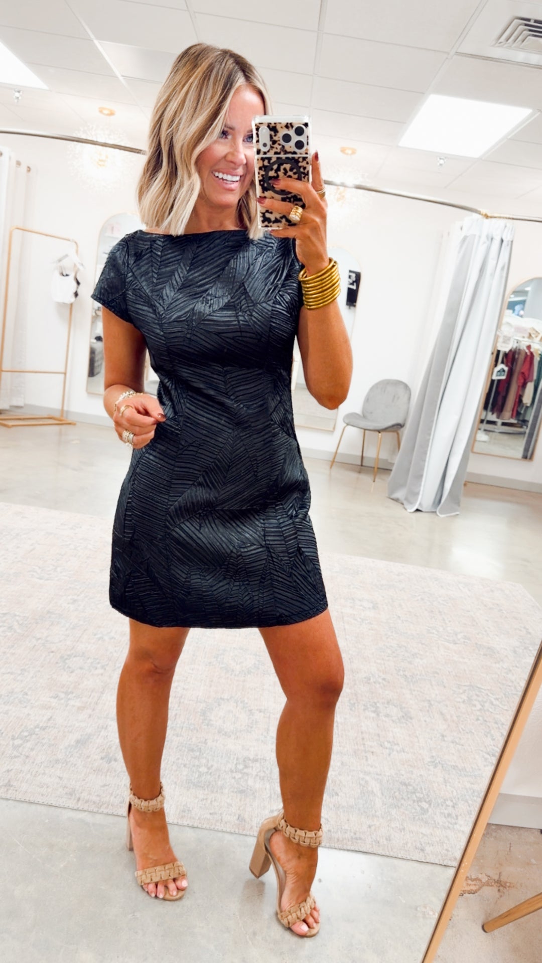 Ivy Cap Sleeve Mini Dress-Black